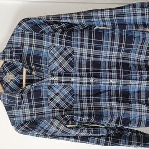 LL Bean Plaid Flannel blue women's extra small